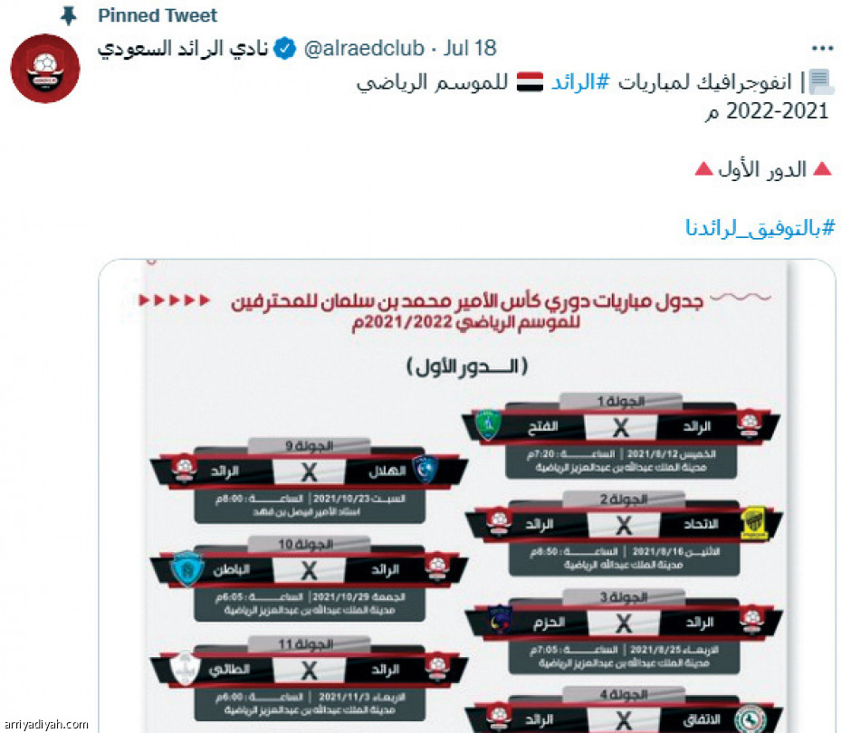 «يا حظنا بالهلال»
تتصدر التغريدات المثبتة