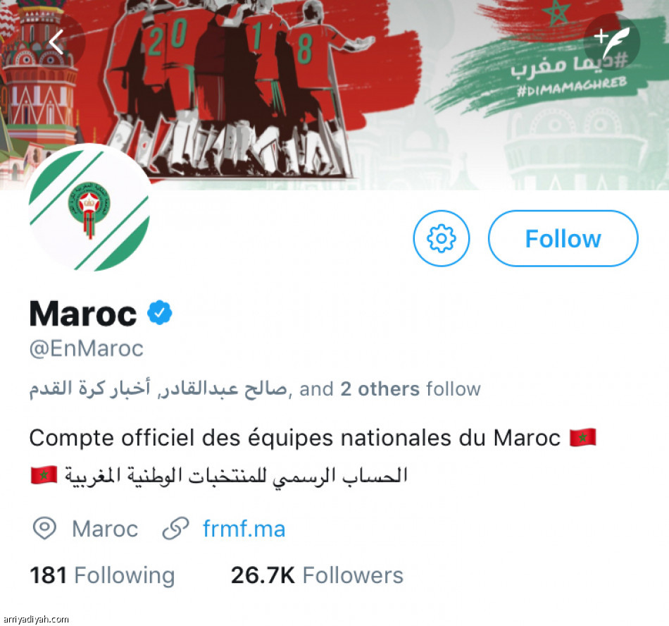 الأخضـر الأكثر تفاعلا المغرب الأقل متابعة.. وحساب تونس مفقود